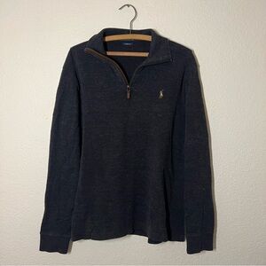 Men's Polo by Ralph Lauren Crewneck Zip Gray Sweater 100% Cotton Size Medium